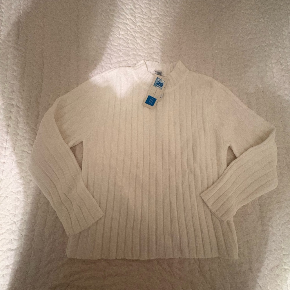 Covington Cream Ribbed Turtleneck Sweater
